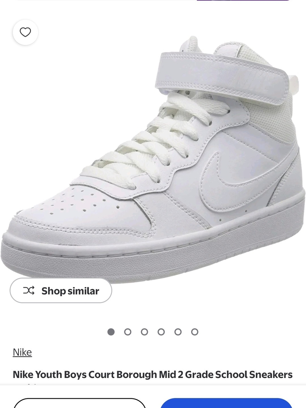 Nike Youth Boys White Mid-Top Court Sneakers